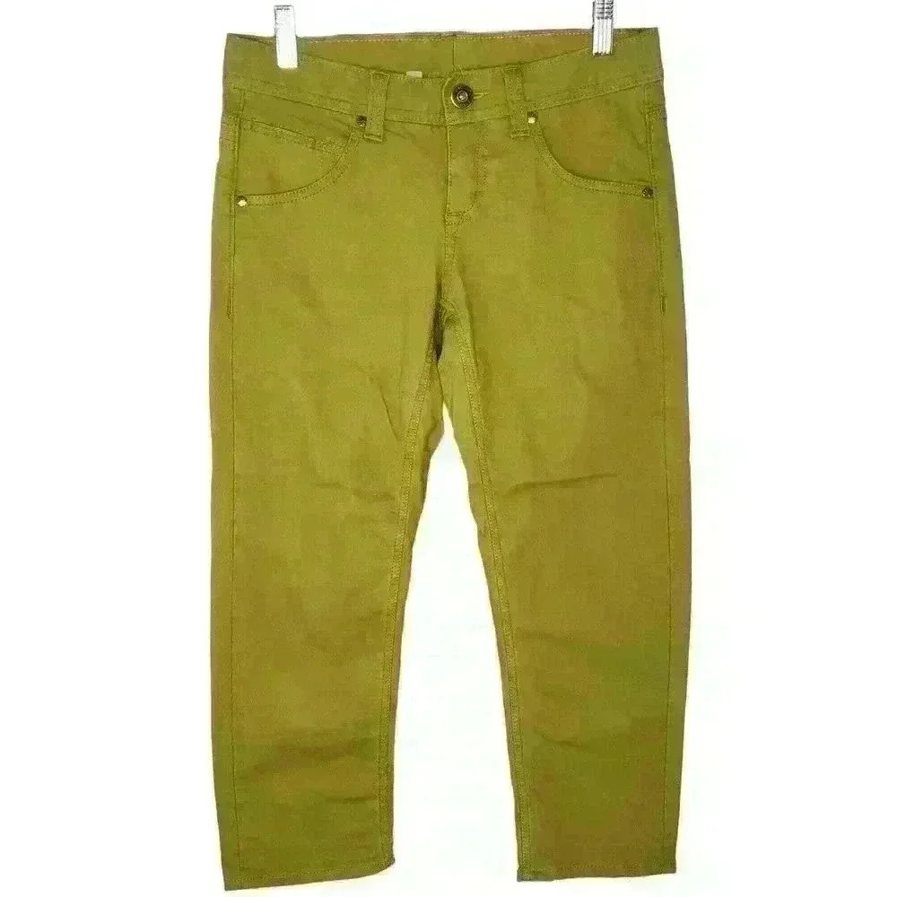 Athleta women's green frontier denim capri jeans size 2
